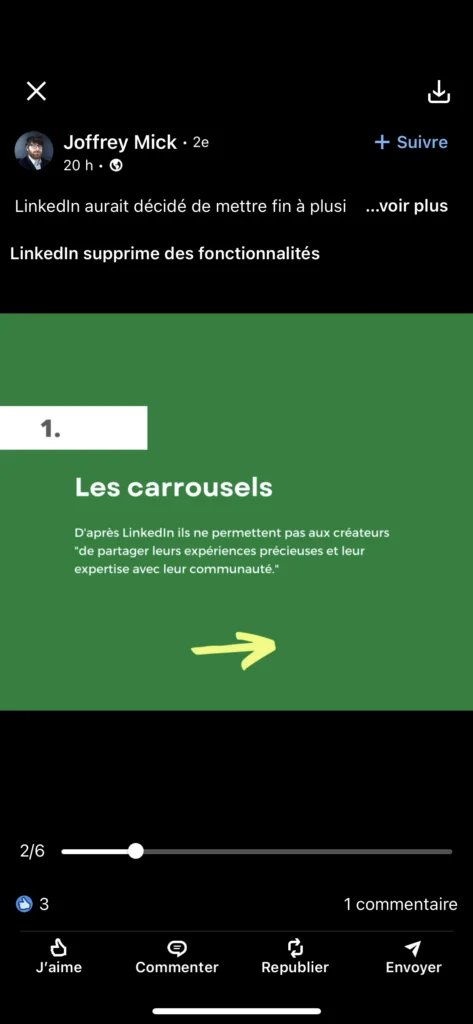 Mise à jour LinkedIn