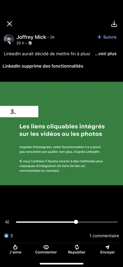 Mise à jour LinkedIn