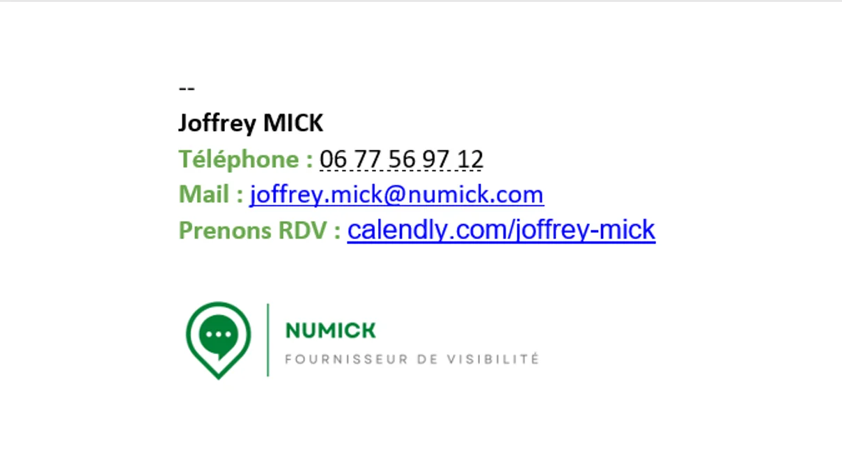 adresse e-mail professionnelle : signature professionelle mail de numick